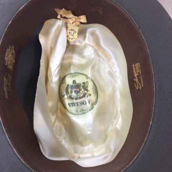 Vintage ROYAL STETSON Sovereign Gray Felt Ribbon Fedora Hat Long Oval 7 1/4 - Picture 10 of 14